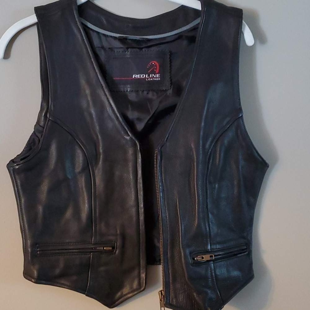 Red Line black faux leather vest
